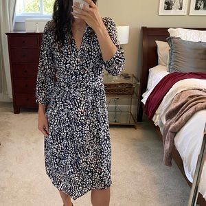 Black polka dot wrap dress